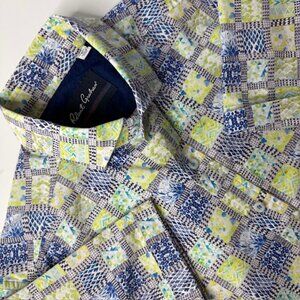 Robert Graham Shirt Men's L Geometric Modern Americana Button-Down Short Sleeve